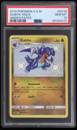2019 Pokemon Sun and Moon Hidden Fates Shiny Vault Holo Gabite #SV39 PSA 10