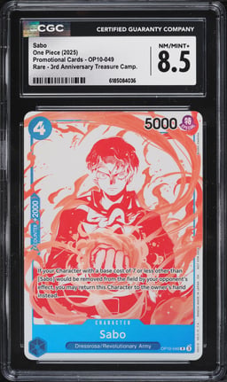 2025 One Piece Promo 3rd Anniversary Treasure Campaign Sabo #OP10-049 CGC 8.5 NM-MT+