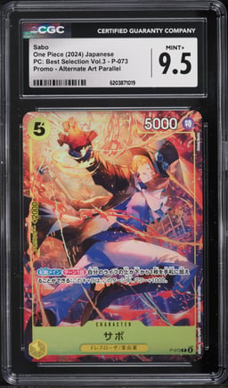 2025 One Piece Japanese Promo Premium Best Selection Vol.3 Alt Art Sabo #P-073 CGC 9.5 MINT+