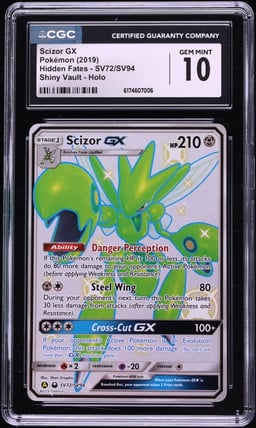 2019 Pokemon Sun & Moon Hidden Fates Shiny Vault Shiny Scizor GX #SV72 CGC 10 GEM MINT
