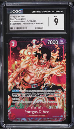2023 One Piece Paramount War Alt Art Portgas D. Ace #OP02-013 CGC 9 MINT