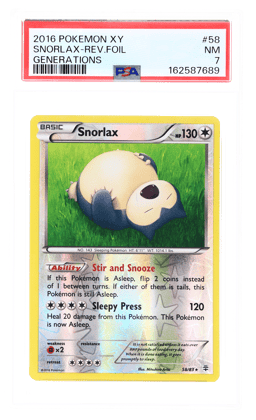 2016 Pokemon XY Generations Reverse Holo Snorlax #58 PSA 7
