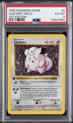 1999 POKEMON BASE SET 1ST EDITION #5 CLEFAIRY-HOLO PSA 6