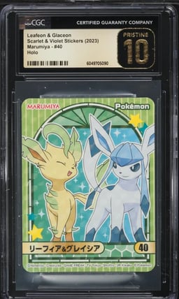 2023 Pokemon Japanese SV Stickers Marumiya Holo Leafeon & Glaceon #40 CGC 10