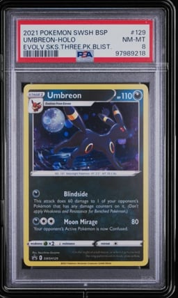 2021 POKEMON SWSH BLACK STAR PROMO #129 UMBREON-HOLO PSA 8