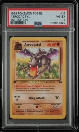 1999 POKEMON FOSSIL 1ST ED #16 AERODACTYL PSA 4