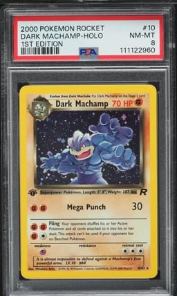 2000 Pokemon Team Rocket 1st Edition Holo Dark Machamp #10 PSA 8 NM-MT