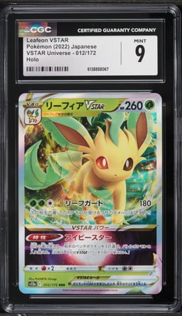 2022 Pokemon Japanese Sword & Shield VSTAR Universe Holo Leafeon VSTAR #12 CGC 9 MINT