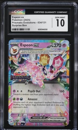 2025 Pokemon SV Prismatic Evolutions Surprise Box Espeon ex #34 CGC 10 GEM MINT