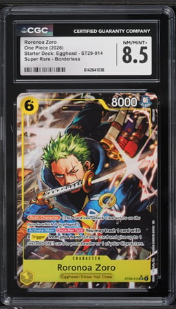 2026 One Piece Starter Deck Egghead Borderless SR Roronoa Zoro #ST29-014 CGC 8.5 NM-MT+