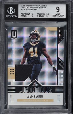 2018 Panini Unparalleled Victorious Alvin Kamara PATCH #VT-AK BGS 9 MINT