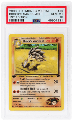 2000 Pokemon Gym Challenge 1st Edition Brock's Sandslash #36 PSA 10