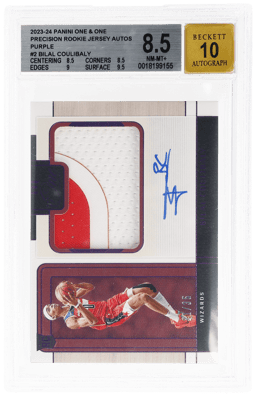 2023 Panini One and One Precision Rookie Jersey Autograph Purple Bilal Coulibaly #PRJ-BCB 31/35 BGS 8.5