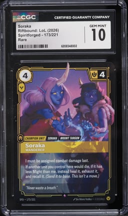 2026 Riftbound League Of Legends LoL Spiritforged Soraka #173 CGC 10 GEM MINT