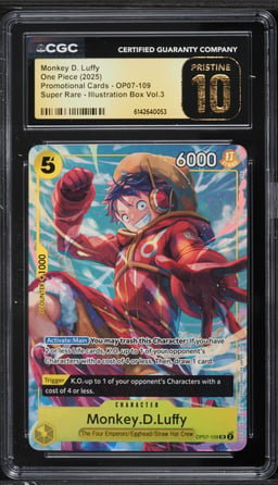 2025 One Piece Promo Illustration Box Vol. 3 SR Monkey D. Luffy #OP07-109 CGC 10 PRISTINE