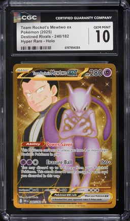 2025 Pokemon SV Destined Rivals Gold Rare Team Rocket's Mewtwo Ex #240 CGC 10 GEM MINT