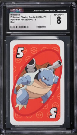 2021 Pokemon Japanese Playing Cards Pocket UNO Red Blastoise #5 CGC 8 NM-MT