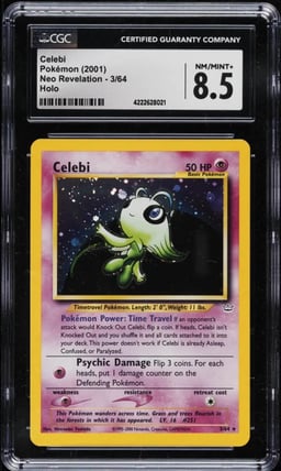 2001 Pokemon Neo Revelation Holo Celebi #3 CGC 8.5 NM-MT+