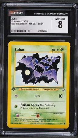 2001 Pokemon Neo Revelation 1st Edition Zubat #59 CGC 8 NM-MT