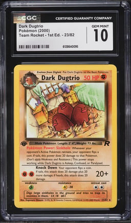 2000 Pokemon Team Rocket 1st Edition Dark Dugtrio #23 CGC 10 GEM MINT