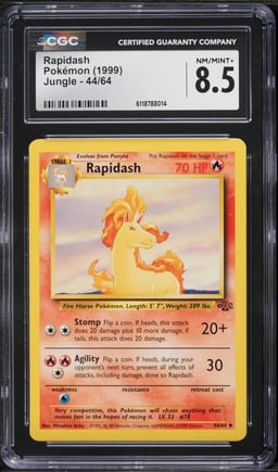 1999 Pokemon Jungle Rapidash #44 CGC 8.5 NM-MT+