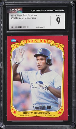 1986 Fleer Star Stickers Rickey Henderson #53 CGC 9 MINT