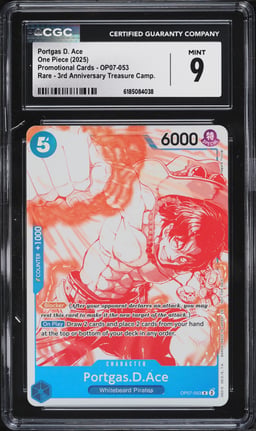 2025 One Piece Promo 3rd Anniversary Treasure Campaign Portgas D. Ace #OP07-053 CGC 9 MINT