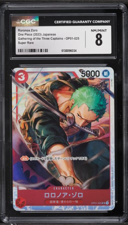 2023 One Piece Japanese Gathering Of The Three Captains SR Roronoa Zoro #OP01-025 CGC 8 NM-MT