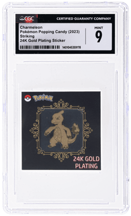 2023 Nintendo Pokemon Striking Popping Candy 24k Gold Plating Stickers Korean Charmeleon #NNO CGC 9
