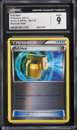 2011 Pokemon Black & White Reverse Holo Full Heal #95 CGC 9 MINT