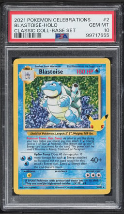 2021 Pokemon Sword & Shield Celebrations Classic Collection Holo Blastoise #2 PSA 10 GEM MINT