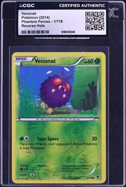 2014 Pokemon Phantom Forces Reverse Holo Venonat #1 CGC AUTH