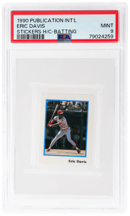 1990 Publication International Stickers Hand Cut Batting Eric Davis PSA 9