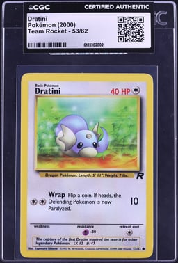 2000 Pokemon Team Rocket Dratini #53 CGC AUTH
