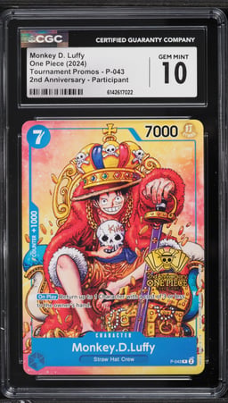 2024 One Piece Promo 2nd Anniversary Participant Monkey D. Luffy #P-043 CGC 10 GEM MINT