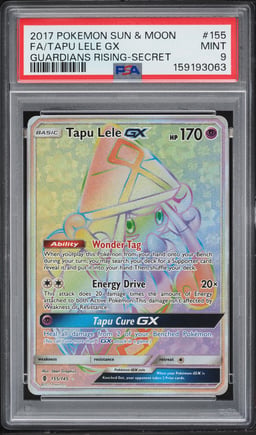2017 Pokemon Sun & Moon Guardians Rising Rainbow Rare Tapu Lele GX #155 PSA 9 MINT