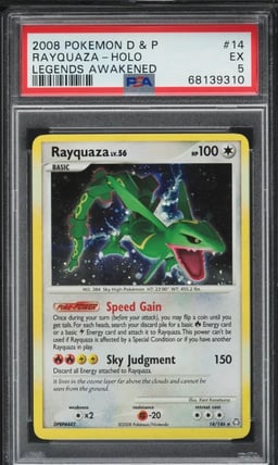 2008 Pokemon Diamond & Pearl Legends Awakened Holo Rayquaza #14 PSA 5 EX
