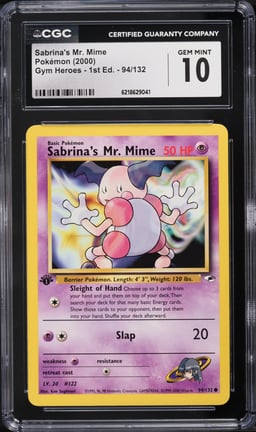 2000 Pokemon Gym Heroes 1st Edition Sabrina's Mr. Mime #94 CGC 10 GEM MINT