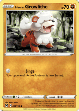 2022 Hisuian Growlithe #83 Lost Origin
