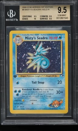 2000 Pokemon Gym Heroes 1st Edition Holo Misty's Seadra #9 BGS 9.5 GEM MINT