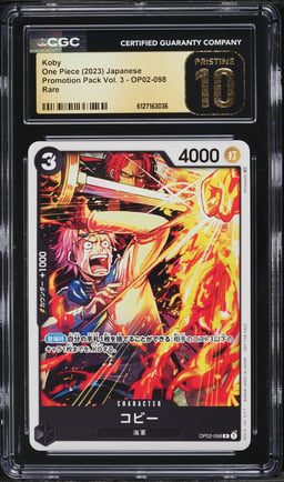 2023 One Piece Japanese Promotion Pack Volume 3 Koby #OP02-098 CGC 10 PRISTINE