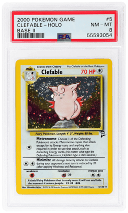 2000 Pokemon Base Set 2 Holo Clefable #5 PSA 8