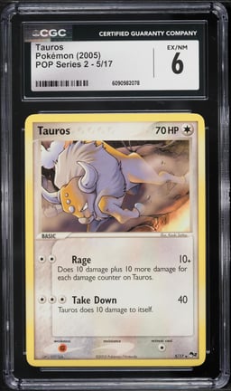 2005 Pokemon POP Series 2 Tauros #5 CGC 6 EXMT