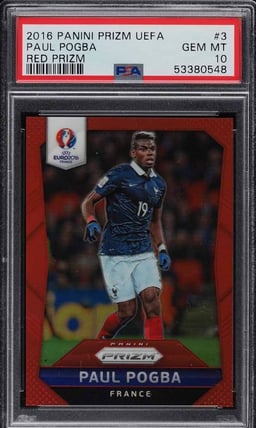 2016 Panini Prizm UEFA Red Paul Pogba /149 #3 PSA 10 GEM MINT