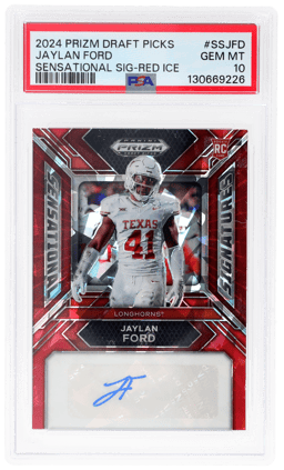 2024 Panini Prizm Draft Picks Sensational Signatures Red Ice Jaylan Ford #SSJFD PSA 10