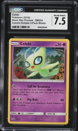 2019 Pokemon Sun & Moon Black Star Promo Cosmic Eclipse Holo Celebi #SM224 CGC 7.5 NRMT+