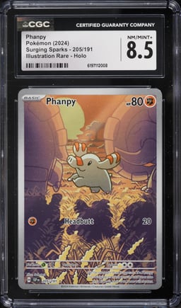 2024 Pokemon Scarlet & Violet Surging Sparks IR Phanpy #205 CGC 8.5 NM-MT+