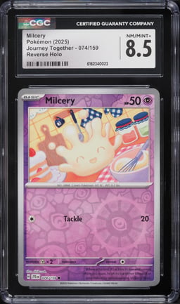 2025 Pokemon Journey Together Reverse Holo Milcery #074 CGC 8.5 NM-MT+