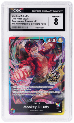 2025 One Piece Tournament Promo 3rd Anniversary Brothers Pack Monkey D. Luffy #P CGC 8