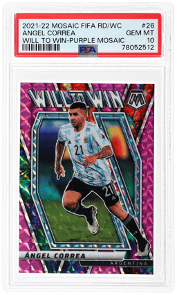 2021 Panini Mosaic Fifa Road To World Cup Will To Win Purple Mosaic Angel Correa #26 48/50 PSA 10